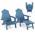 thumbnail image 1 of Gymax 2 PCS Folding Adirondack Chair HIPS Fire Pit Chair w/ Adjustable Backrest Navy, 1 of 10