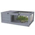thumbnail image 1 of PawHut Wood Tortoise House, Indoor Outdoor Turtle Habitat, Grey, 1 of 10