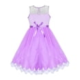 thumbnail image 2 of Flower Girls Dress Purple Lace Belted Wedding Party 5 Years, 2 of 7