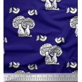 thumbnail image 1 of Soimoi Poly Georgette Fabric Bird & Mushroom Block Print Sewing Fabric Yard 42 Inch Wide, 1 of 3