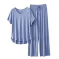 thumbnail image 2 of Weiqiqre Ensembles de Pyjama pour Femmes Pyjamas Rafraîchissants Ensembles Assortis d'Été Manches Courtes Ensemble de Détente Femmes, 2 of 3