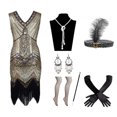 thumbnail image 1 of Nouvelle Robe Charleston Rétro Élégante des Années 1920 pour Femme Great Gatsby Fête Cosplay Sans Manches à Paillettes Perlées à Franges Robes Femme Vestidos, 1 of 7