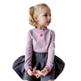 thumbnail image 3 of PMVFHDE Hauts à Manches Courtes pour Fille, T-Shirts à Volants à Manches Longues pour Tout-Petits, Blouse Décontractée Imprimée, Violet, 7-8 Ans, 3 of 5