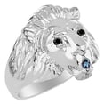 thumbnail image 3 of RYLOS Rings Sterling Silver Lion Head Ring Black Diamonds Eyes & Gemstone Mouth Fun Designer Rings Alexandrite Jewelry Size 12, 3 of 6