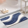 thumbnail image 2 of Non Slip Bath Mat 24 in x 16 in Soft Absorbent Polyester Bathroom Carpet Mat Machine Washable Blue Gray, 2 of 6