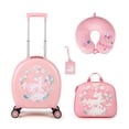 thumbnail image 1 of Gymax 4-Piece Kid's Luggage Set w/ 14'' Carry-on Hardside Spinner Toddler Luggage Pink, 1 of 10