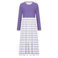 thumbnail image 4 of cfhntfmh Robes Maxi pour Femmes Automne Col Rond Manches Longues Robe Rayée Robe Tendance à Blocs de Couleur Robe de Détente avec Poches, 4 of 5