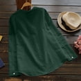 thumbnail image 3 of Chemise Blouse Décontractée pour Femmes en Coton et Lin Uni à Manches Longues, Boutonnée, 3 of 8