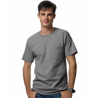 Hanes Beefy-T T-Shirt à Poche pour Hommes, m, Charbon Chiné