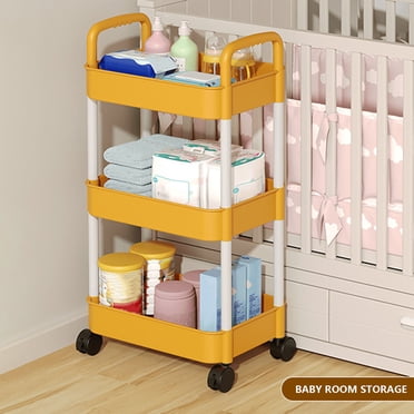 Kcavykas Clearance Sales Home Storage Organiser 3-Tier Rolling Storage Cart with Wheels- Plastic Multi-Room Organizer for Kitchen- Living Room-office -Bathroom