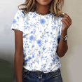 thumbnail image 2 of Pisexur Hauts d'Été pour Femmes, Blouses Habillées Décontractées pour Femmes, Hauts à la Mode pour Femmes, Chandail Décontracté Imprimé à Manches Courtes Col Rond, Grandes Tailles pour Femmes Multicolore, 5TG, 2 of 5
