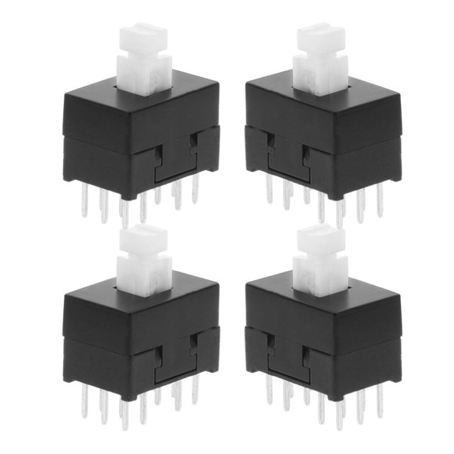 OFFIGAM 4Pcs Reliable Self-Locking Push Button Switch with 12 Pins Compact Design for Home Audio Systems