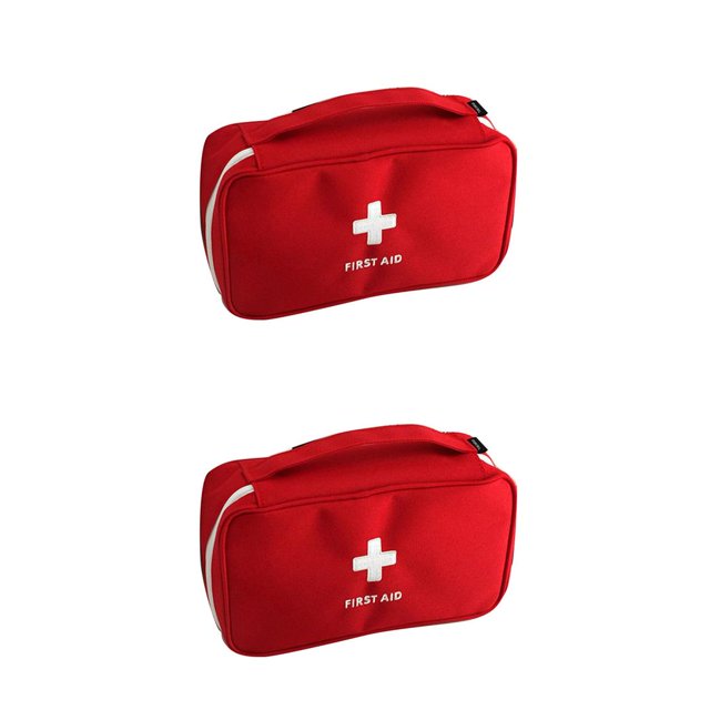 jesticaly Sacs de Rangement d'Urgence Randonnée Pilules Étui Organisateur en Coton-Tige Étui de Transport Rouge 2 Ensembles
