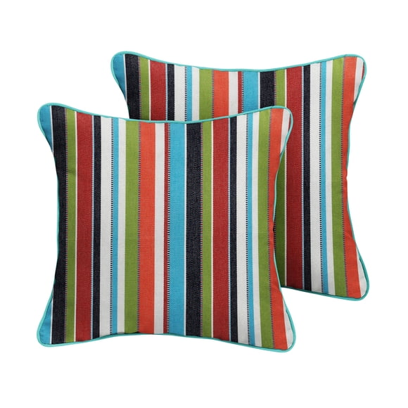 Mozaic Company Sunbrella Indoor/ Outdoor Corded Pillows, Carousel Confetti and Canvas Aruba, Set of 2