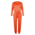 thumbnail image 5 of Mrat Two Piece Outfits for Women 2 Piece Jogging Sets Solid Polyester Long Sleeve Sweatsuits Sets Two Piece Track Suits Drawstring High Waist Pants Set Comfy Outfits N-Orange L, 5 of 5