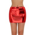 thumbnail image 1 of zdhoor Robe Crayon Moulante Mini Extensible en Cuir Verni PVC pour Femme Rouge Taille Unique, 1 of 6