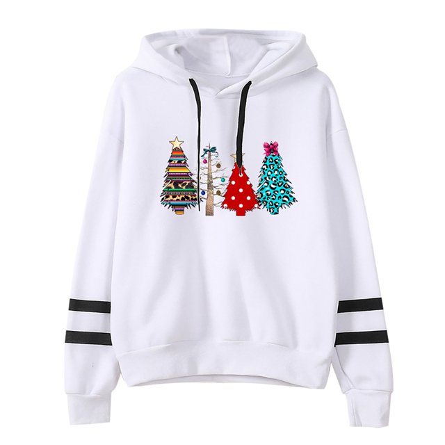 Chandails à Capuchon de Noël pour Femmes en Liquidation Décontractés Unis Chandail à Capuchon de Noël à Manches Longues Hauts