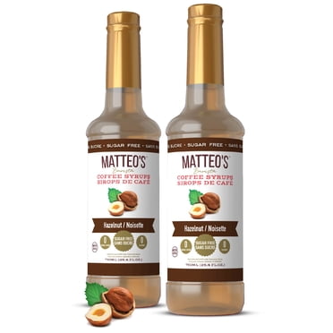 Matteo's Sugar Free Coffee Flavoring Syrup, Hazelnut, Delicious Coffee Syrup, 0 Calories, 0 Sugar, Keto Friendly (750mL, Single Bottle)