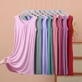 thumbnail image 3 of Huaizzzy Chemise de Nuit d'Été pour Femme Confortable à Col Rond Sans Manches Robe de Maison Tenue de Détente Décontractée Basique Vêtement de Nuit pour Femmes Grande Taille Chemise de Nuit Femme Dames Chemise à Manches Longues Manches Courtes, 3 of 3