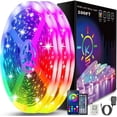 thumbnail image 1 of Bandes Lumineuses DEL 100 Pi (2 Rouleaux de 50 Pi) Contrôle Intelligent Bluetooth via Application Synchronisation Musicale Changement de Couleur Bande Lumineuse DEL RVB avec Télécommande, Lumières DEL pour Chambre Pièce Déco Maison Fête Festival, 1 of 5