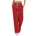 thumbnail image 1 of LUOGENLI Pantalon Décontracté pour Femme Pantalon Décontracté pour Femme Couleur Unie à Lacets Jambe Droite Pantalon de Sport Slacks2 Pantalon Décontracté pour Femme Taille Extensible Coton Pantalon Décontracté Femme Grande Taille Grande Rouge G, 1 of 7