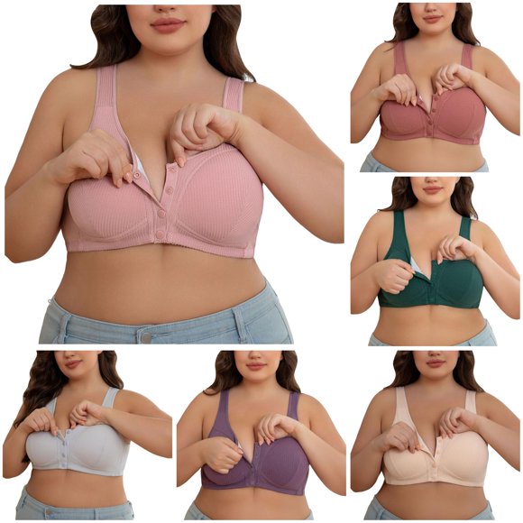 Women Front Snap Closure Bra Seamless Wireless Comfortable Strapless Backless Sponge Free Convertible Shoulder Strap Lace Design