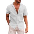 thumbnail image 1 of BOBOGOJP Chemise Classique à Manches Courtes pour Homme, Manches Courtes, Plage, Décontractée, Coupe Régulière, Hauts, Gris G, 1 of 4