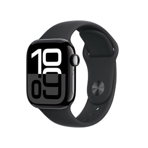 Open Box - Apple Watch Series 10 (GPS + Cellular) 42mm Jet Black Aluminum Case with Black Sport Band - Medium/Large