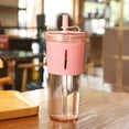 thumbnail image 2 of TIELUTT 700ML Acrylic Travel Tumbler with Lid And Straw Insulated Double Wall Reusable Cups Clear/ Small Glass Drinking Cups Glass Cups with Lids Coffee Set Acrylic Cups Barrel Cup, 2 of 4