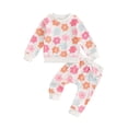 thumbnail image 1 of Gupgi Ensemble d'Automne à Fleurs pour Tout-Petite Fille, Chandails à Col Rond à Manches Longues et Pantalons Longs, Ensemble de Vêtements 2 Pcs, 1 of 9