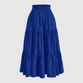 thumbnail image 3 of Bocqde Women's Boho Maxi Skirts Summer Fashion Casual Drawstring Elastic High Waist Long Skirt Solid Color Flowy A Line Ruffle Swing Skirt, 3 of 3