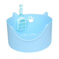 thumbnail image 4 of Open Top Cat Litter Box Litter Pans Cage Large Pan Portable Durable Potty Toilet Blue, 4 of 9