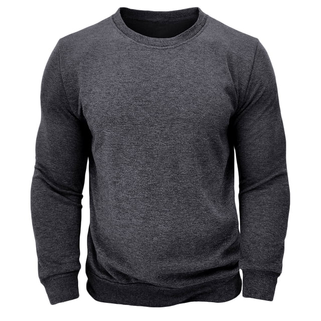 vdgthytj Plush Sweatshirt for Men Fall Comfy Warm Long Sleeve Crewneck Pullover Thick Padded Solid Color Tops