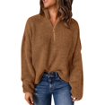 thumbnail image 1 of Cathalem Chandail Cœur pour Femmes Haut Tricoté Décontracté Col Rond Manches Longues Pulls, Marron TTG, 1 of 5