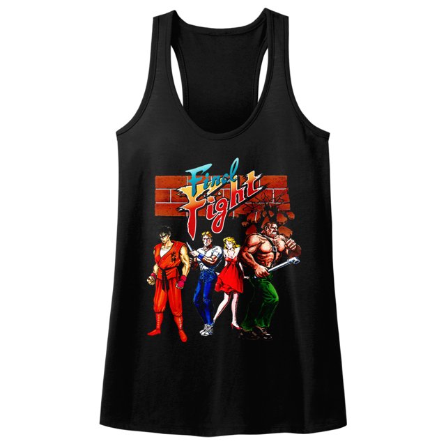 Final Fight Video Arcade Game Brick Wall Cast Of Characters Womens Tank Top Tee