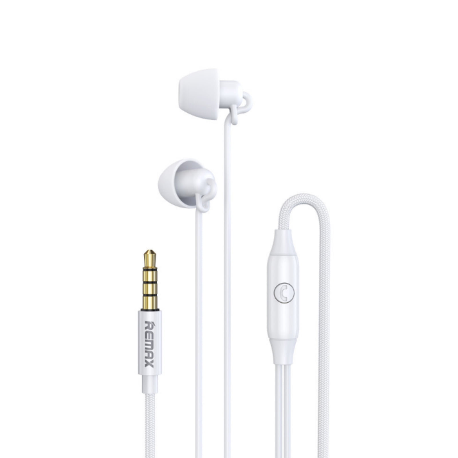 Amdohai Remax RW-105 In-Ear HIFI Wired Earphone Bass Noise Reduction Earbuds with Microphone for Phone Call Music Sleep Headphone with 3.5mm Plug Compatible with Phones Tablets Computers White