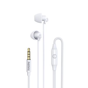 Amdohai Remax RW-105 Dans l'Ear HIFI Ecouteur filaire Basse Réduction du bruit Ecouteurs avec Microphone pour Téléphone Call Musique casque de sommeil avec 3.5mm Plug Compatible avec les téléphones tablettes Ordinateurs Blanc
