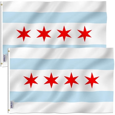 ANLEY Lot de 2 Fly Breeze Drapeau de la Ville de Chicago 3 X 5 Pieds - Drapeaux Chicago IL en Polyester