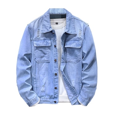 RKSTN Jackets for Men Fall Fashion Jackets Casual Slim Denim Jacket Long Sleeve Hoodless Denim Jacket Mens Coats