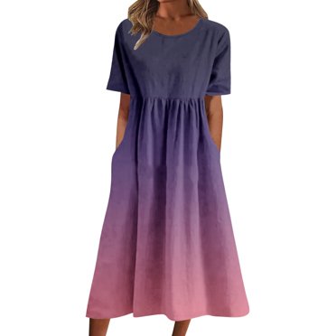 B91xZ Robe Maxi Taille Haute pour Femmes, Longueur Genou, Ample avec Poches, Violet TG