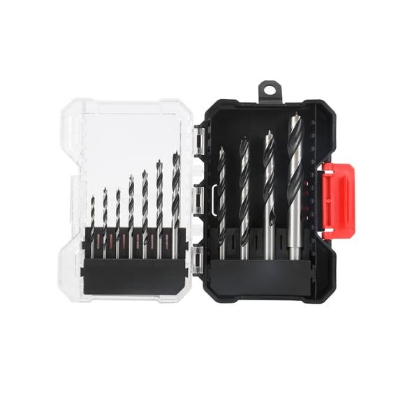 Hyper Tough 12-Piece Brad Point Drill Bit Set,Clear Lid Case