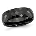 thumbnail image 1 of Mens Chisel 7.5mm Faceted Black Ceramic Wedding Band Ring, 1 of 5