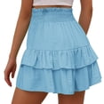 thumbnail image 3 of Timegard Wide Leg Shorts for Women Elastic Waisted Smocked Ruffle Bottom Flowy Lounge Shorts Beach Wear, 3 of 5