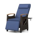 thumbnail image 2 of Costway 1 PCS Fauteuil Inclinable de Patio en Osier avec Dossier et Repose-Pieds Réglables Table d'Appoint Rabattable Bleu Marine, 2 of 9