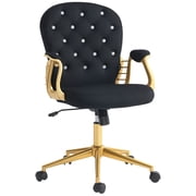 Vinsetto Office Chair Vanity Chair with Button Tufted Backrest Arms Black