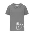 thumbnail image 4 of Jsaierl Chemises en Lin d'Été pour Femmes Imprimé Pissenlit Col à Revers Manches Courtes Blouses Simples Décontractées Polyvalentes, 4 of 4