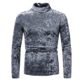 thumbnail image 1 of Chemises d'Automne Femmes Tendance Mode Hommes Base Rétro Scène Fête Couleur Unie Manches Longues Col Rond Hauts Chandails Femmes Hiver P-69 Argent-A S, 1 of 7