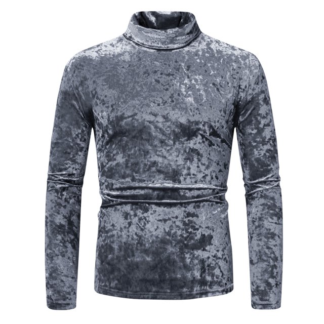 Chemises d'Automne Femmes Tendance Mode Hommes Base Rétro Scène Fête Couleur Unie Manches Longues Col Rond Hauts Chandails Femmes Hiver P-69 Argent-A S