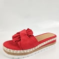 thumbnail image 4 of Mikilon Women Bowknot Beach Summer Slippers Platform Slope Heels Plus Size Shoes, 4 of 7