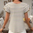 thumbnail image 4 of fheaev Hauts d'Été pour Femmes Manches Courtes Col Rond Décontracté Chic Ample Tunique Pull Mignon Tee-Shirts d'Entraînement Tenues de Vacances à la Plage T-Shirts d'Affaires Vêtements de Mode, 4 of 9
